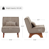 contemporary armless accent chair with teak wood base