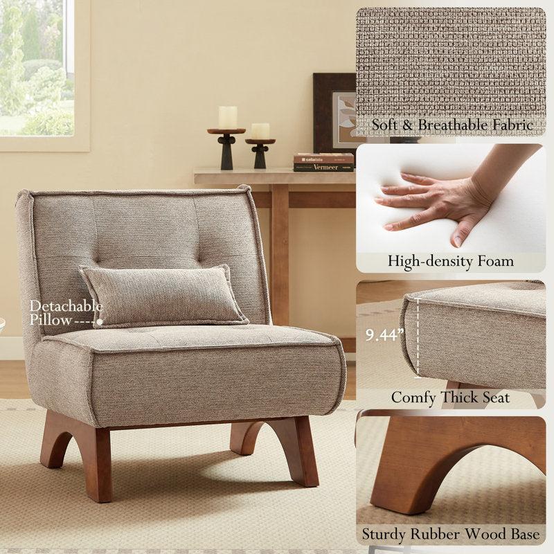 modern upholstered teak wood slipper chair for living room