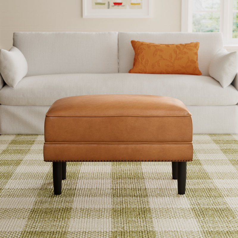 Elegant living room ottoman with wooden legs
