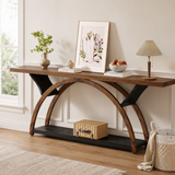 Modern teak wood console table with arch base