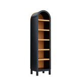 Tall teak wood bookshelf for living room storage