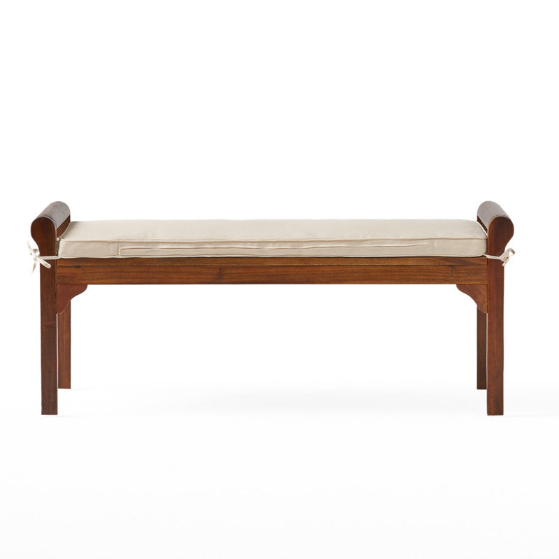 Wooden bench for bedroom with seating cushion