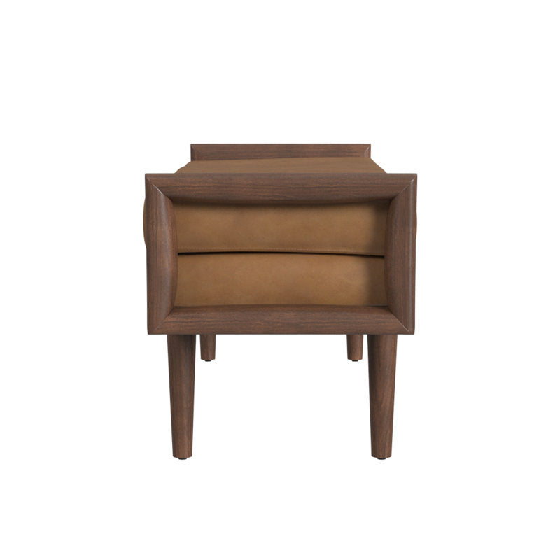 Minimalist teak wood upholstered bench for living room