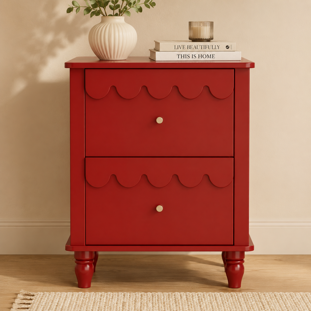 Compact teak wood bedside table for modern interiors