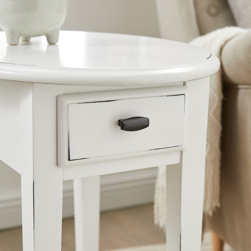 Solid wood end table with storage and lower shelf