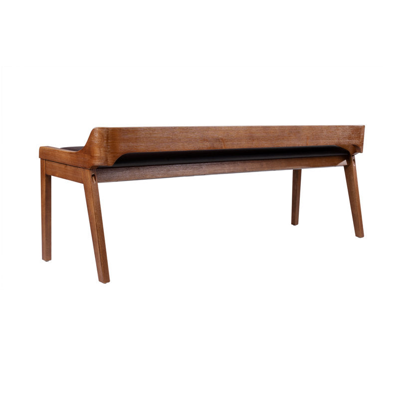 wooden bench with backrest cushion