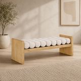 teak wood bench with cushion modern design