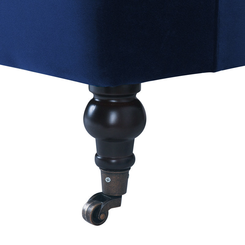 Comfortable royal blue upholstered sofa