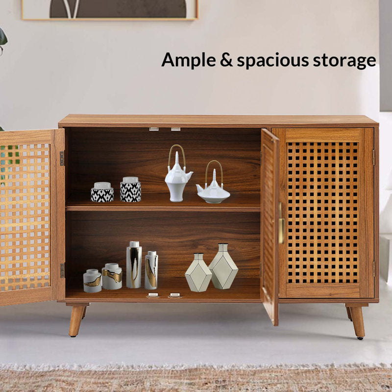 Elegant teak wood console cabinet with spacious storage