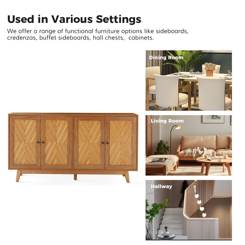 Handcrafted teak wood console cabinet for modern interiors