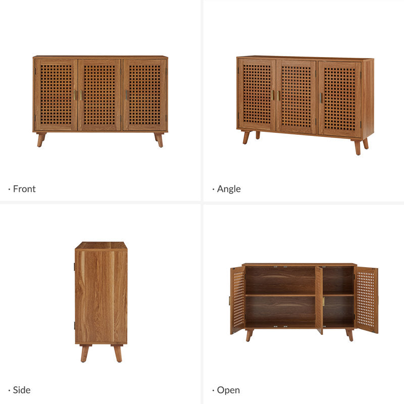 Handmade teak wood buffet cabinet for living room storage
