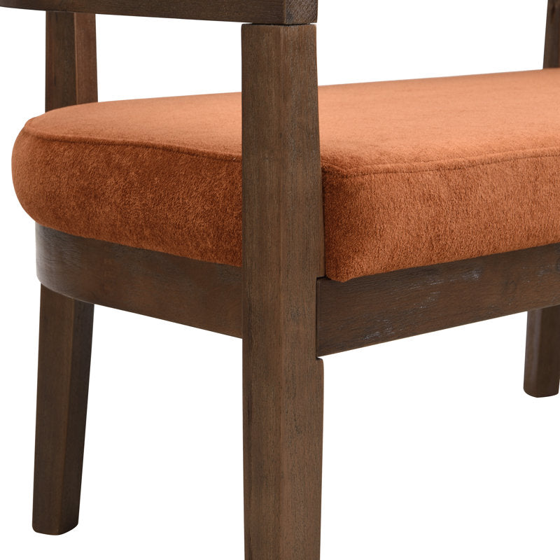 Luxury Teak Wood 2 Seater Sofa Chair with Boucle Fabric Upholstery & Cane Back | Designer Wooden Sofa