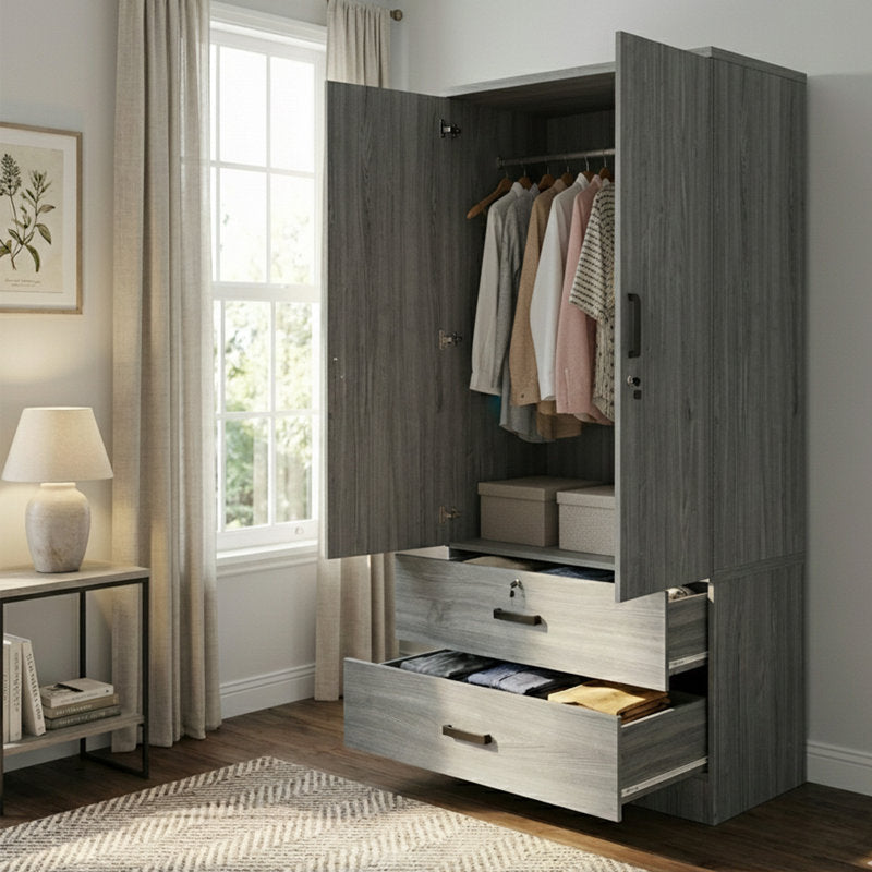 "Solid teak wood cupboard with lock system"