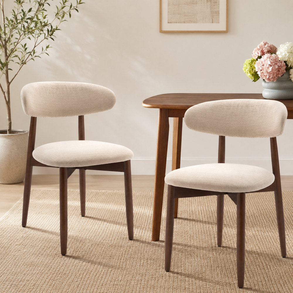 Modern teak wood upholstered dining chair