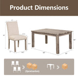 Luxury teak wood dining table with cream fabric chairs