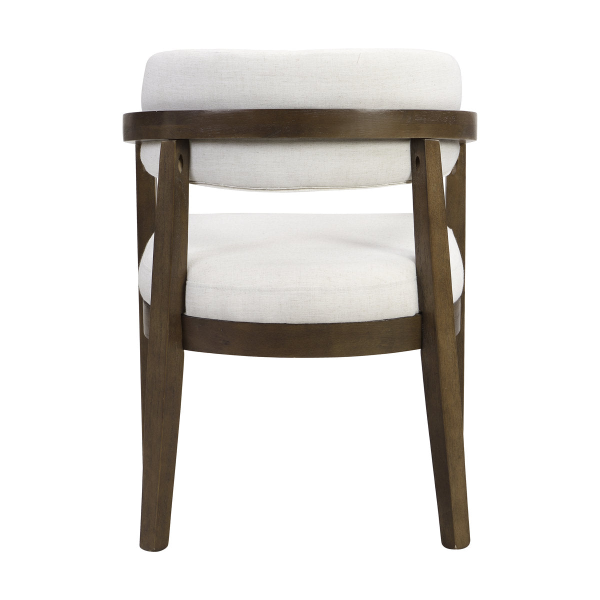 Wooden dining table with cushioned chairs