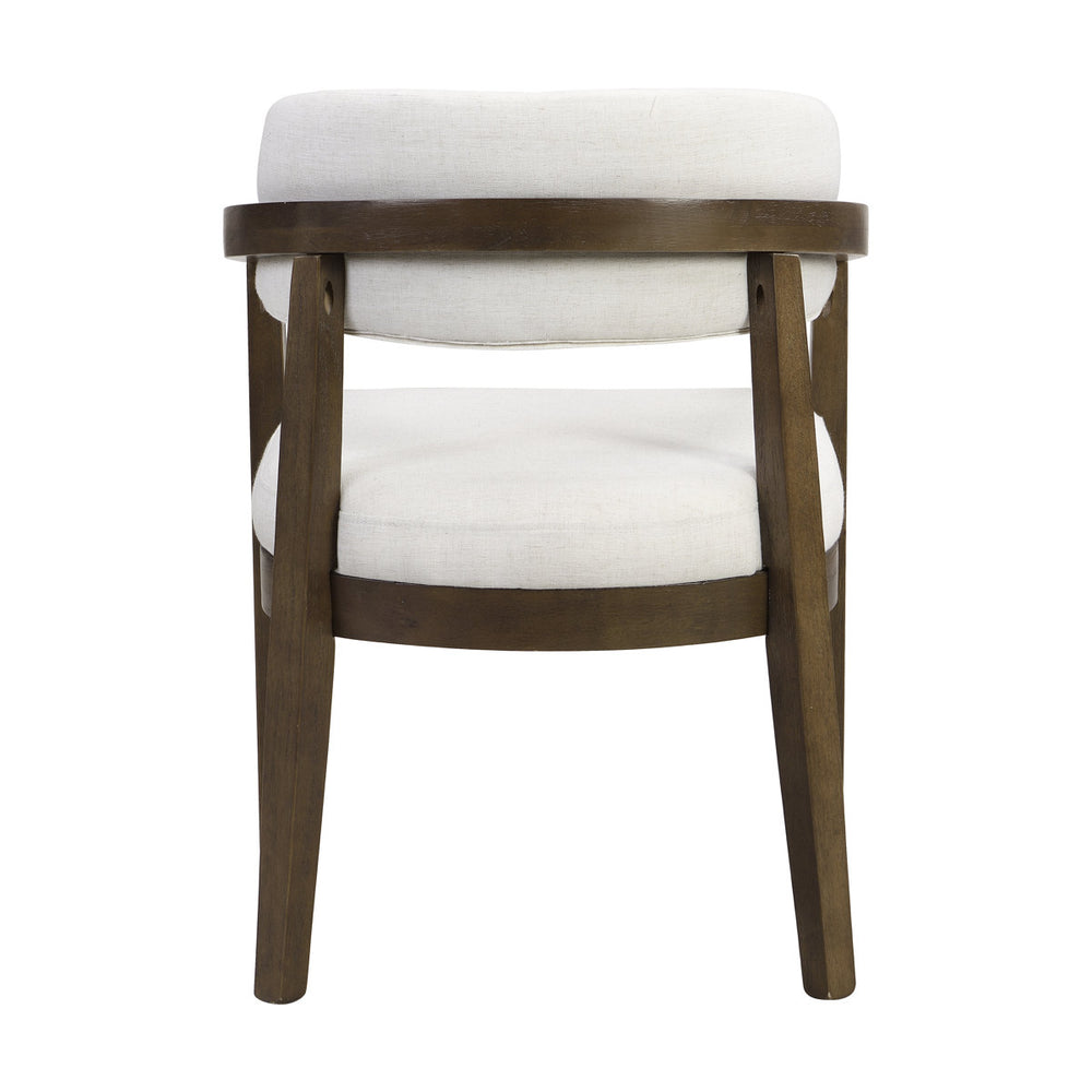 Wooden dining table with cushioned chairs