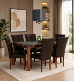 Luxury teak wood 6-seater dining table set