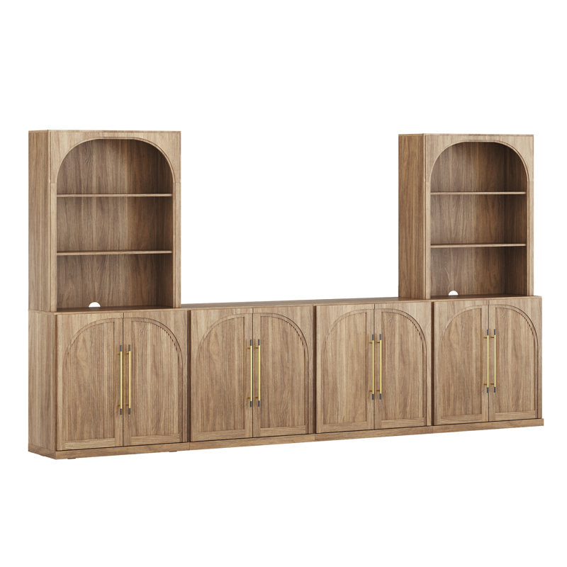 Contemporary teak wood sideboard with shelves