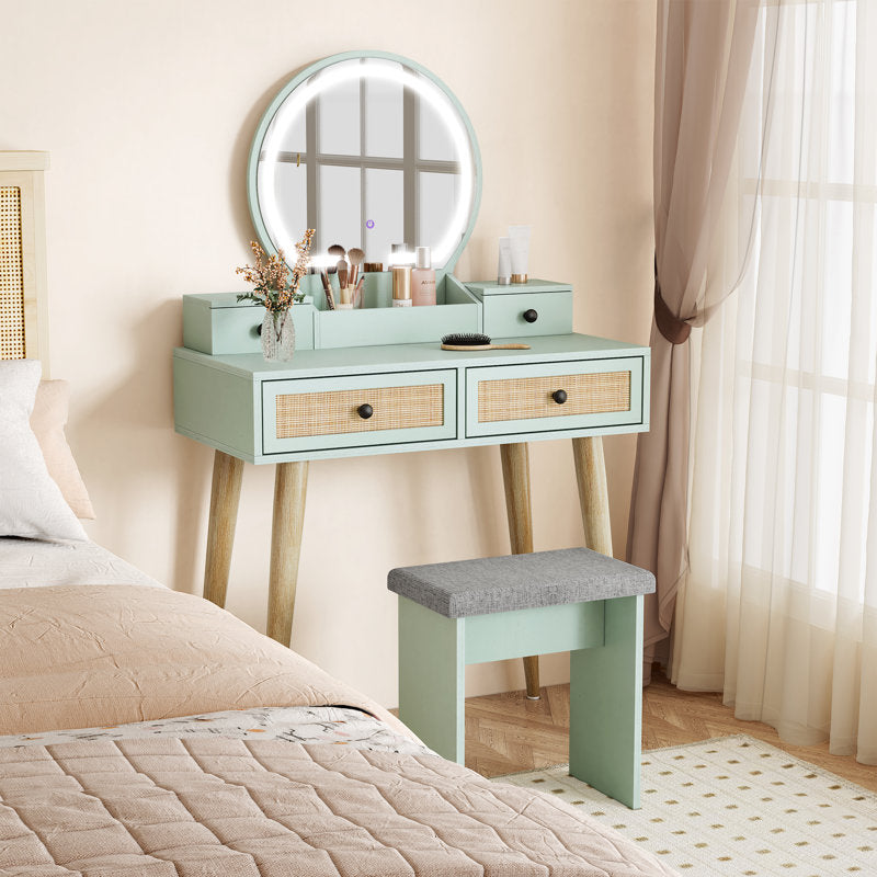 modern dressing table with stool teak wood