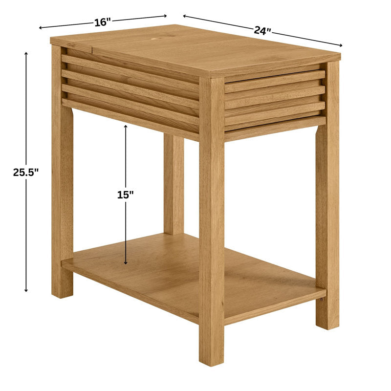 Natural finish teak end table