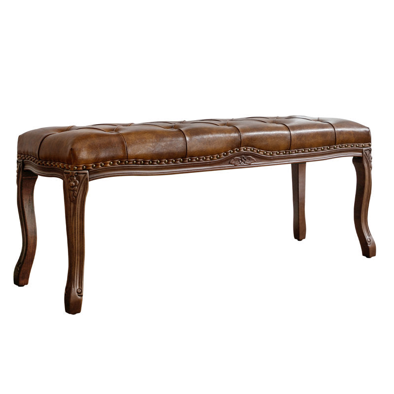 Elegant wooden bedroom bench with cushion