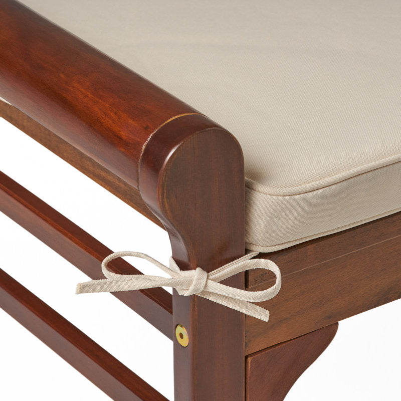 Wooden hallway bench with fabric cushion