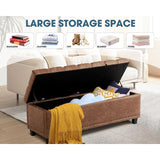 Upholstered teak wood ottoman bench for bedroom storage
