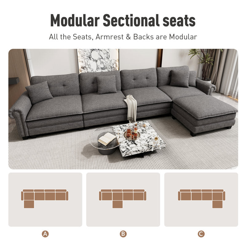 Modern teak wood corner couch for stylish interiors
