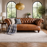 Luxury Leather Chesterfield Sofa – 3 Seater | Teak Wood Frame | Premium Living Room Sofa