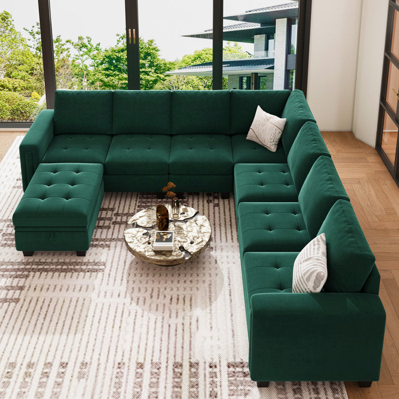 Luxury corner sofa with premium velvet upholstery