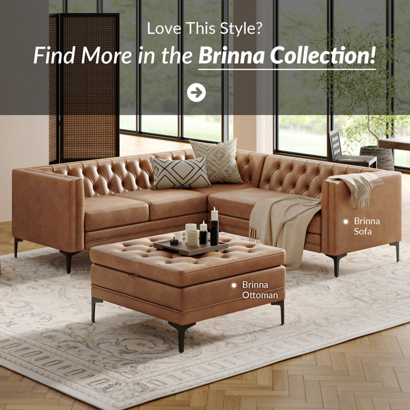 Modern Chesterfield corner sofa with tufted leather upholstery