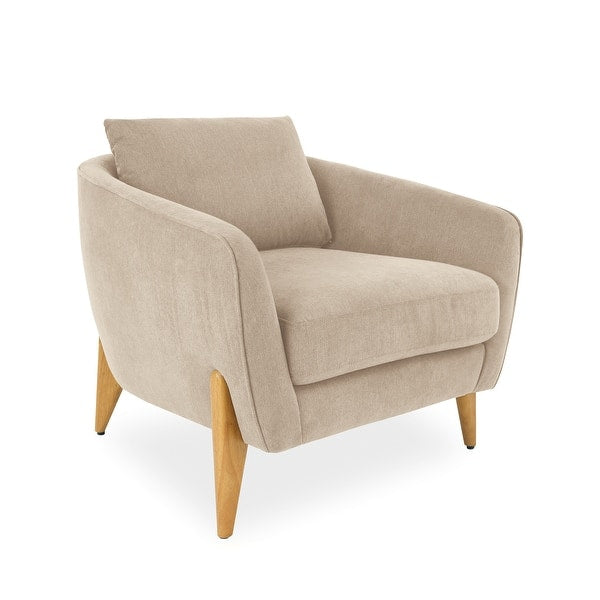 Contemporary teak wood fabric lounge chair