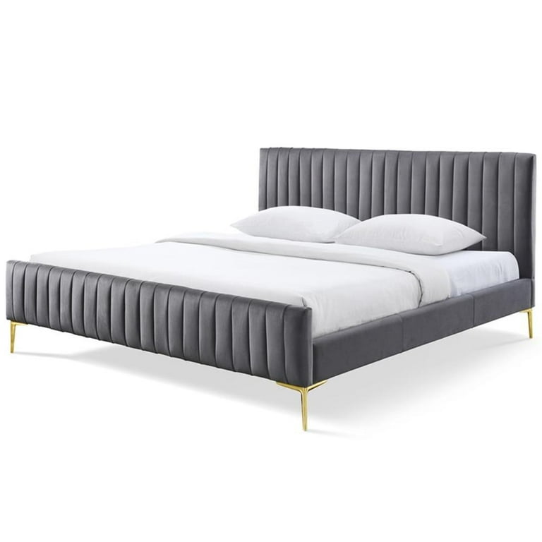 elegant bedroom bed frame with fabric upholstery