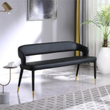 Luxury black dining bench with curved backrest