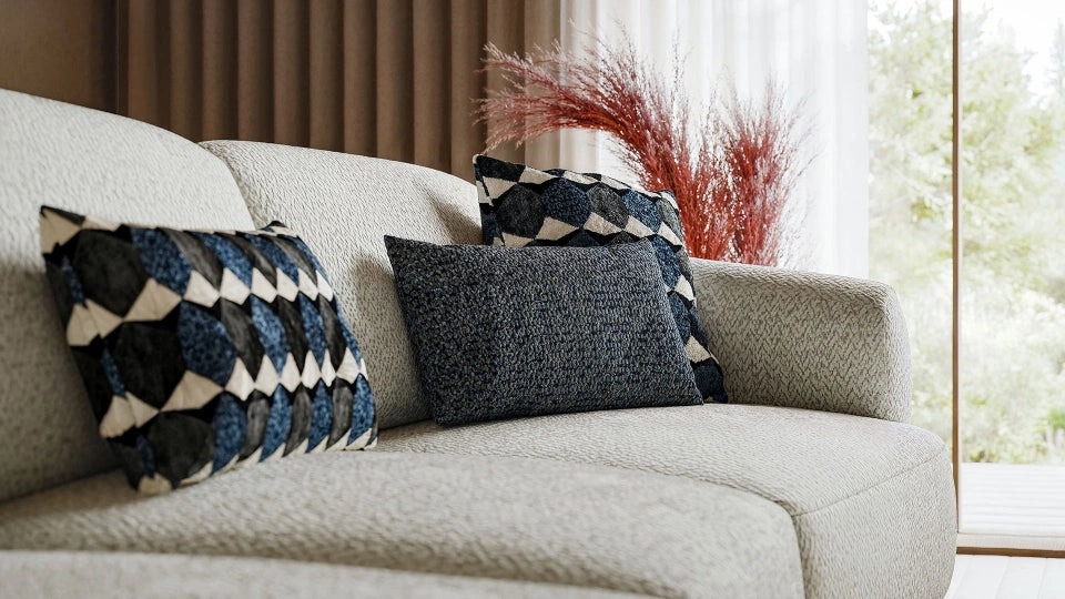 Elegant curved cream sofa for luxury living room