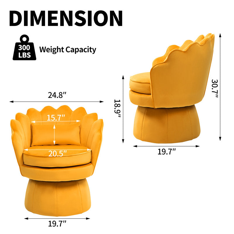 Contemporary swivel chair set with soft velvet upholstery