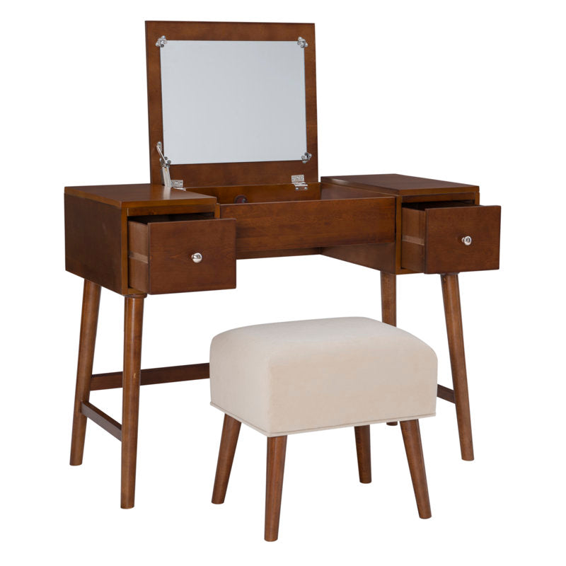 Elegant teak wood workstation with tapered legs