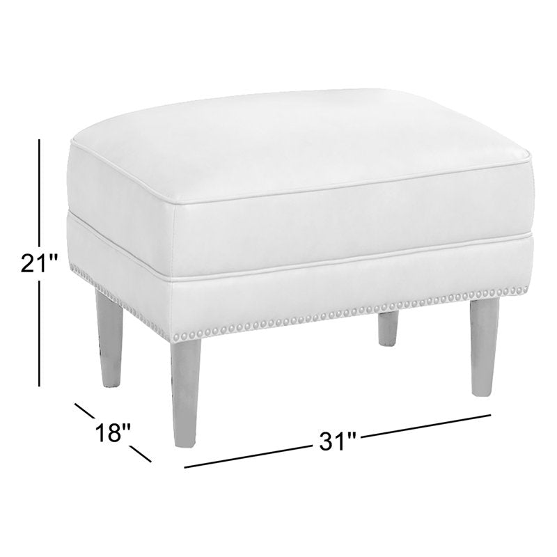 Luxury upholstered teak wood footrest for living room
