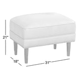 Luxury upholstered teak wood footrest for living room