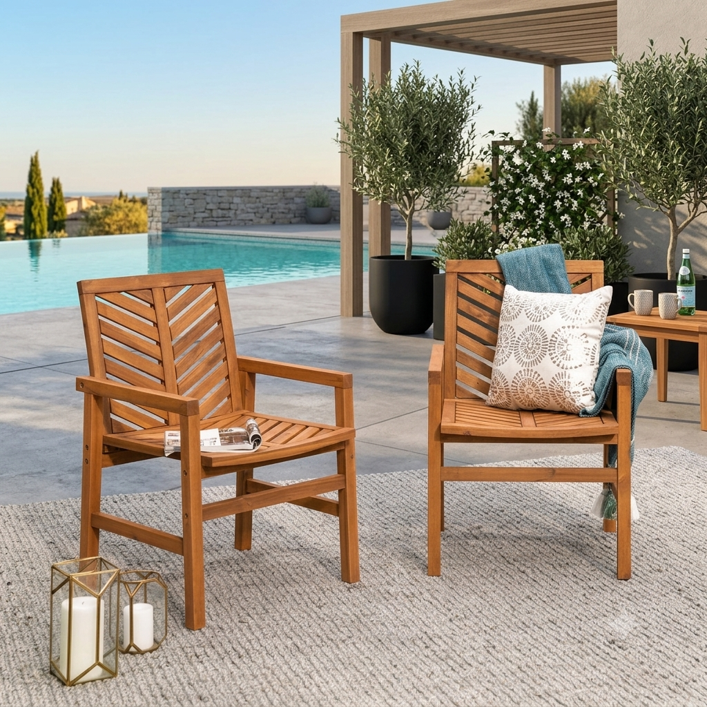 Solid teak wood outdoor garden arm chair set