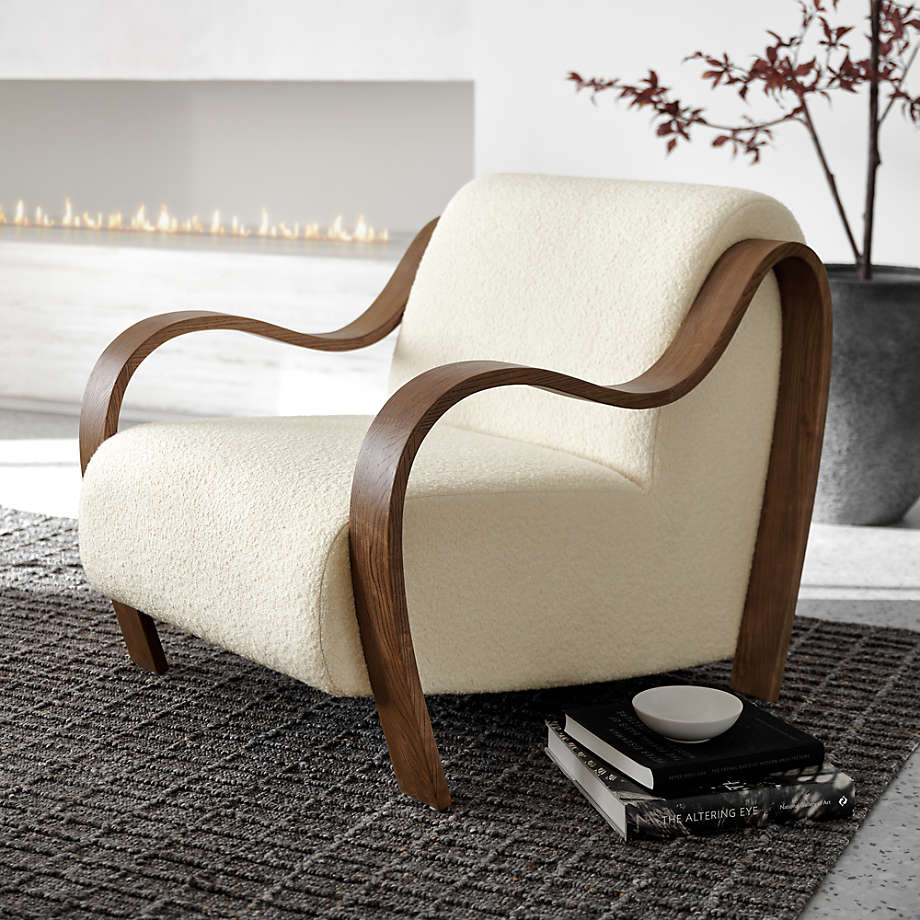 Elegant teak wood living room armchair
