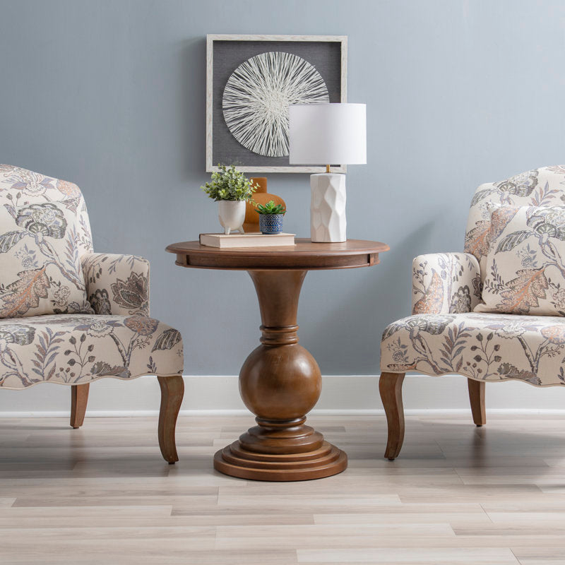 Living room teak wood round end table