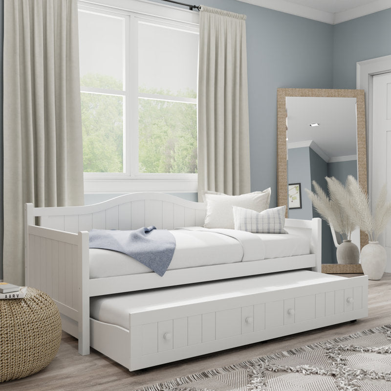 Elegant teak wood sofa bed for guest room
