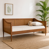 Solid teak wood cane day bed by Sky Rise Decor