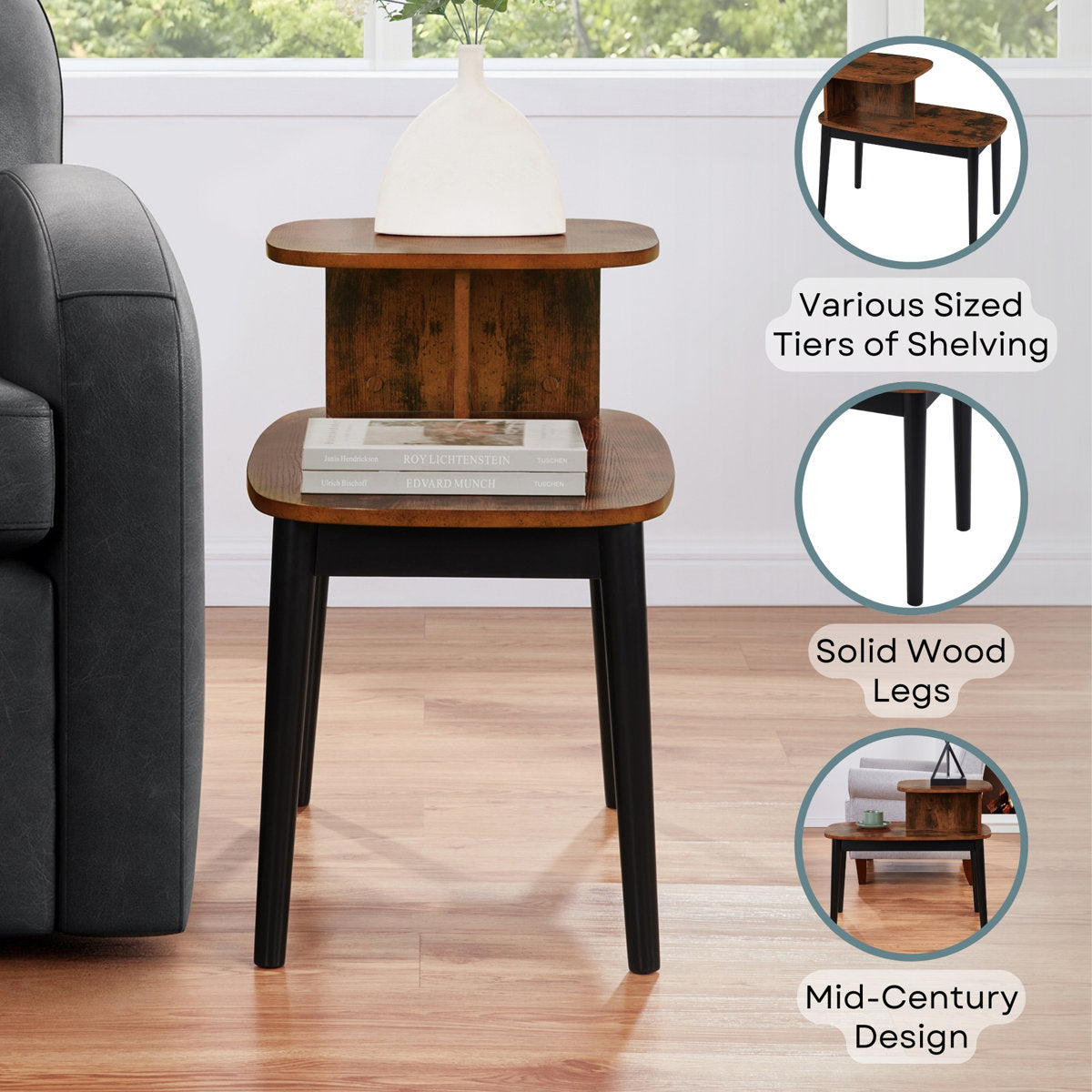Elegant teak wood living room side table with modern design