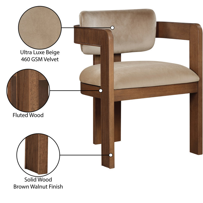 Teak wood statement chair with modern fluted design