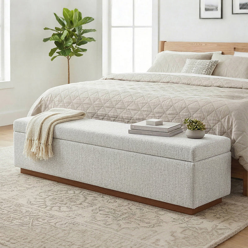 teak wood storage bench with cushion