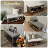 Modern teak wood storage bench for hallway