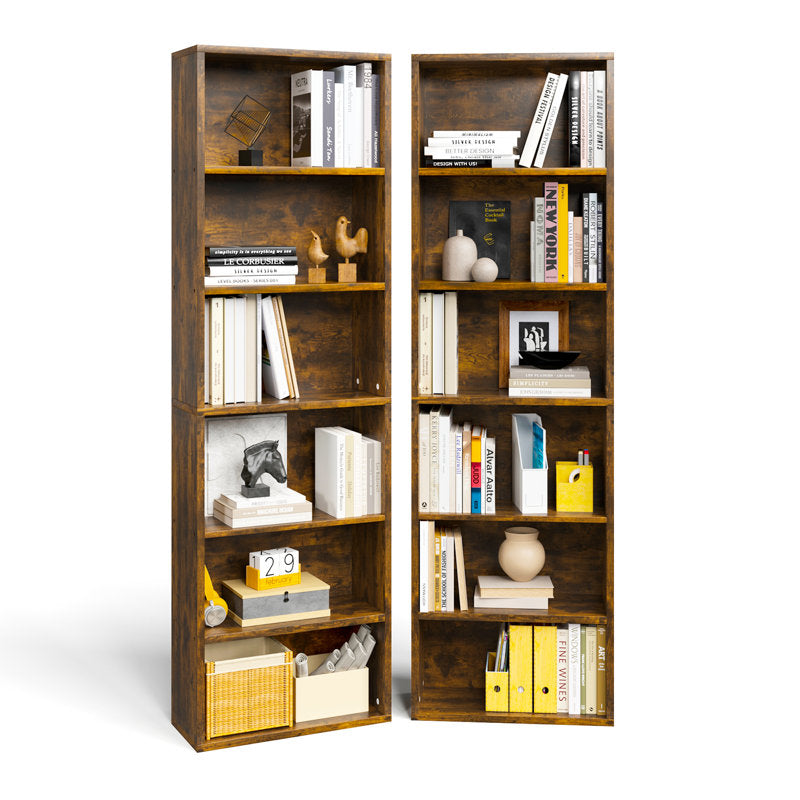 Multi-tier teak wood bookshelf for books and décor accessories